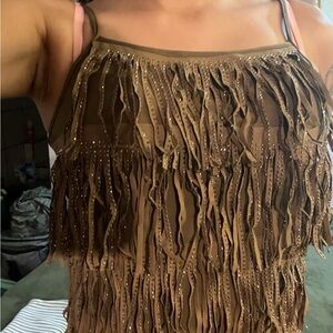 Brown Fringe Women's Top